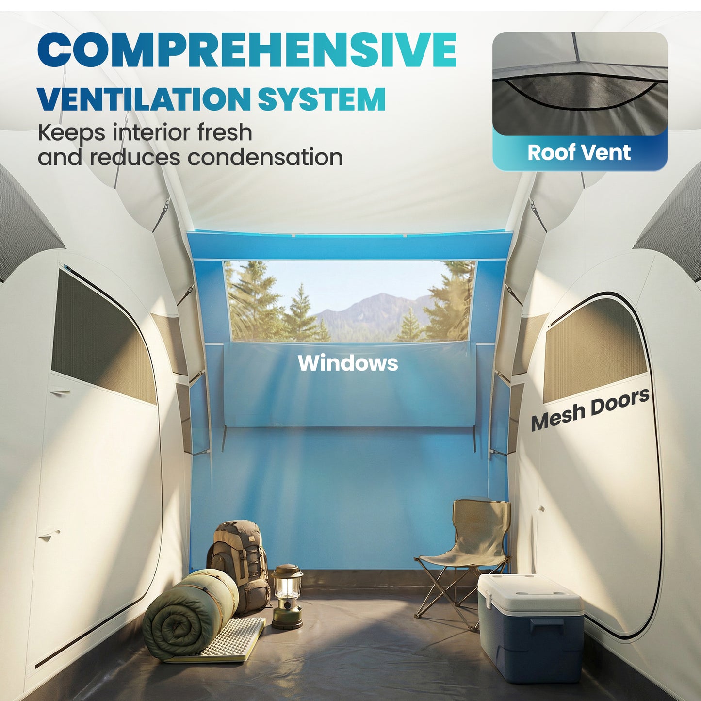 Inflatable Tent 2 Bedroom 3000mm Waterproof Windproof Air Tent
