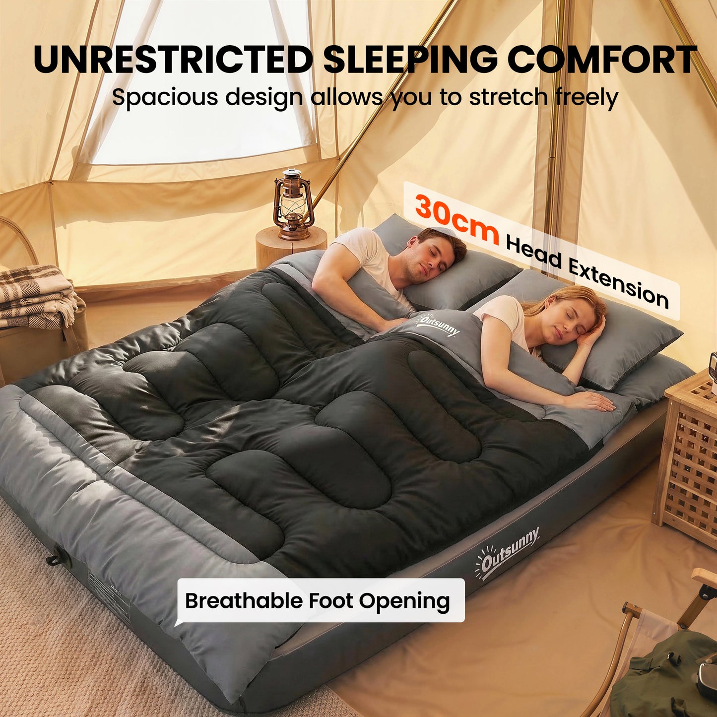 Double Sleeping Bag with 2 Pillows (2)