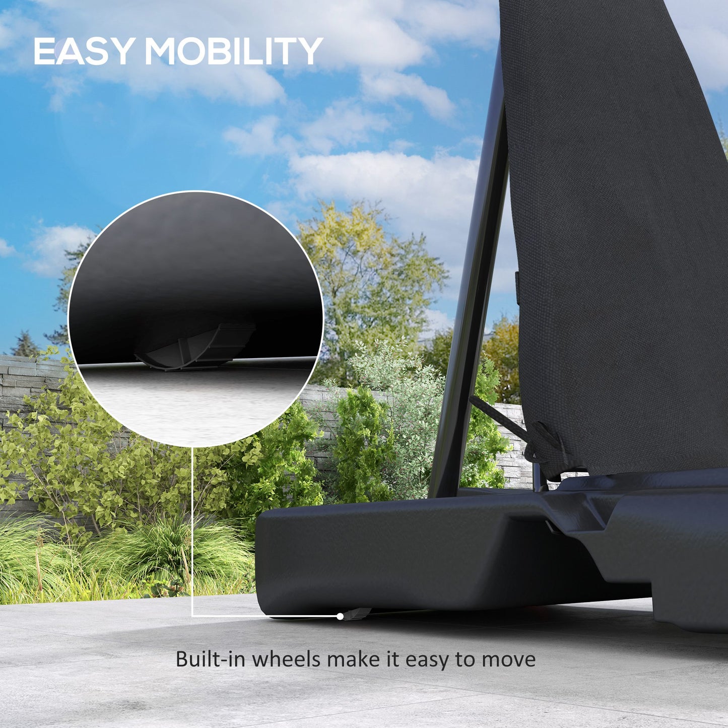 245-305cm Adjustable Basketball Hoop and Stand, with Wheels