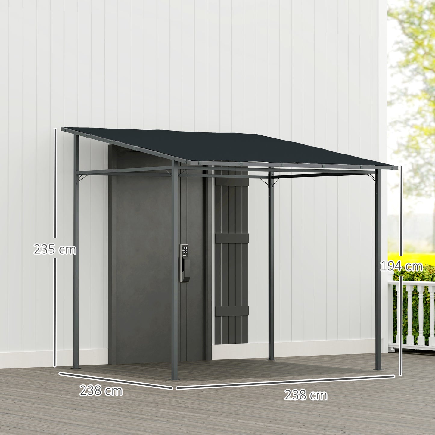 2.4 x 2.4 m Wall Mounted Pergola Gazebo with PA Coating Fabric