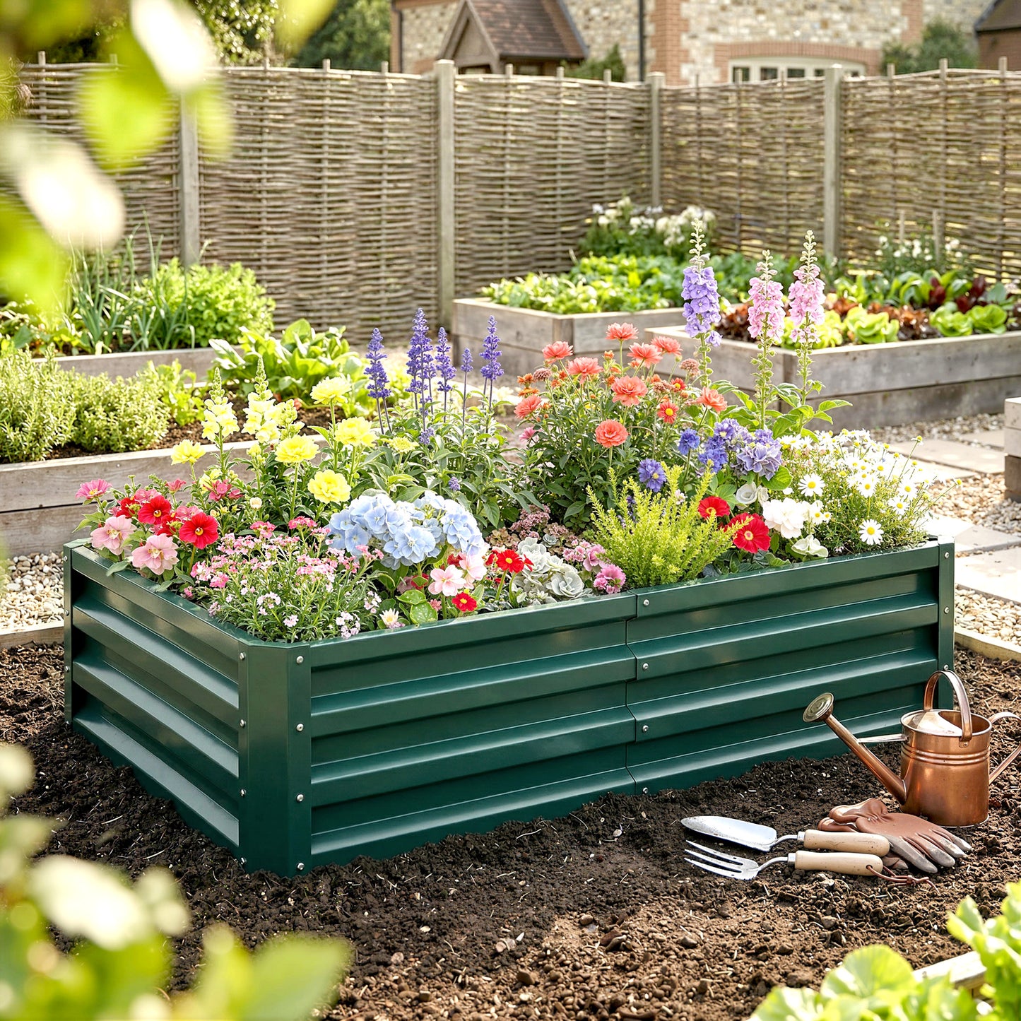 Raised Beds for Garden, Galvanized Outdoor Planters
