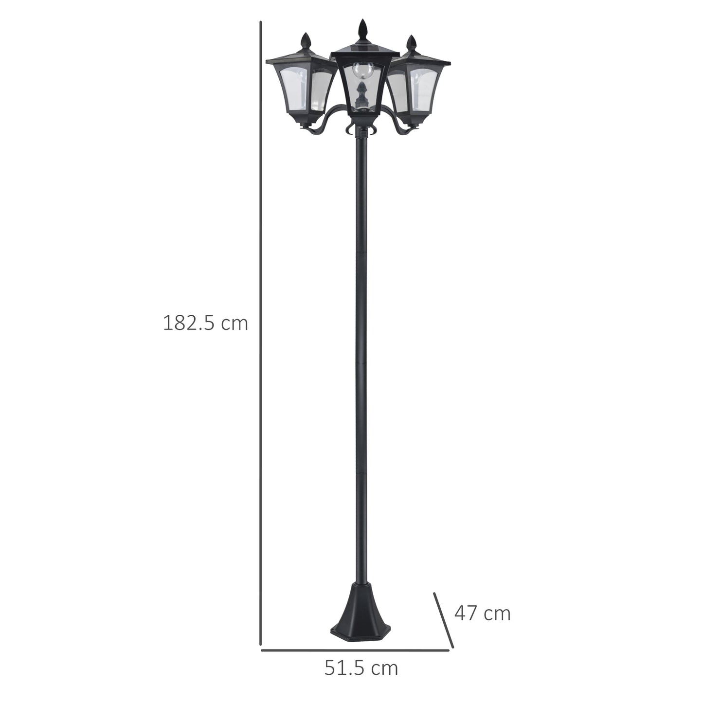 1.8m Traditional Victorian Style 3 Way Head Outdoor Garden Solar