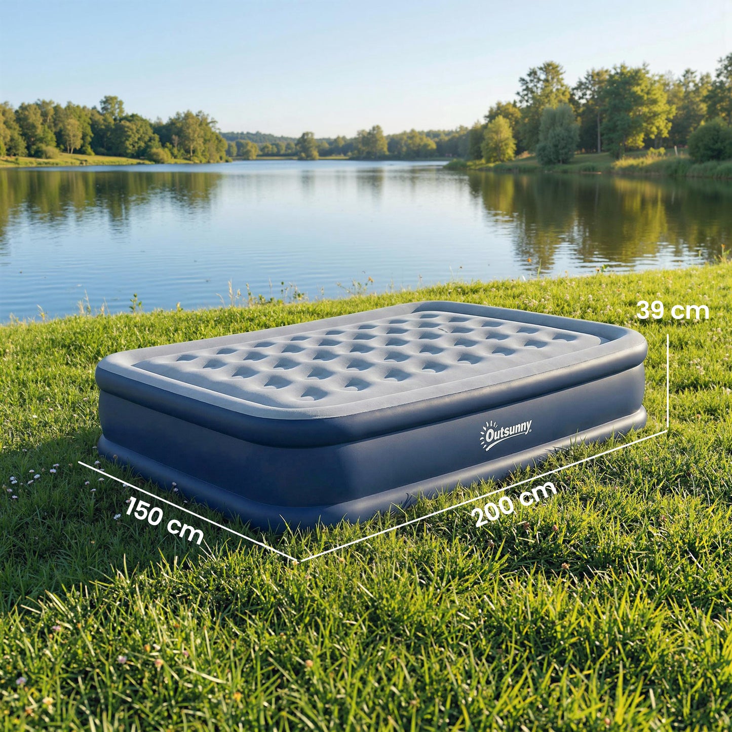 Inflatable Mattress, Double Air Bed with Built-in Electric Pump