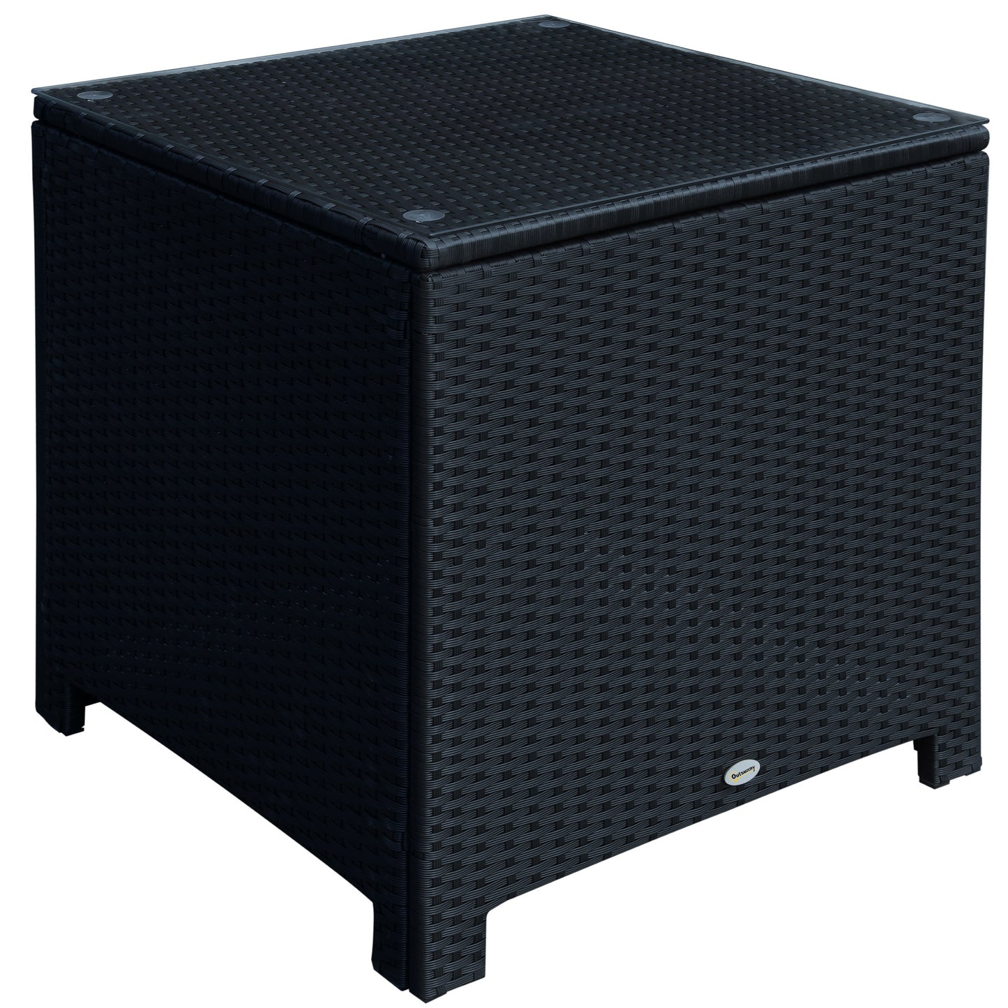 PE Wicker Side Table Rattan Garden Furniture with Four Foot Pads