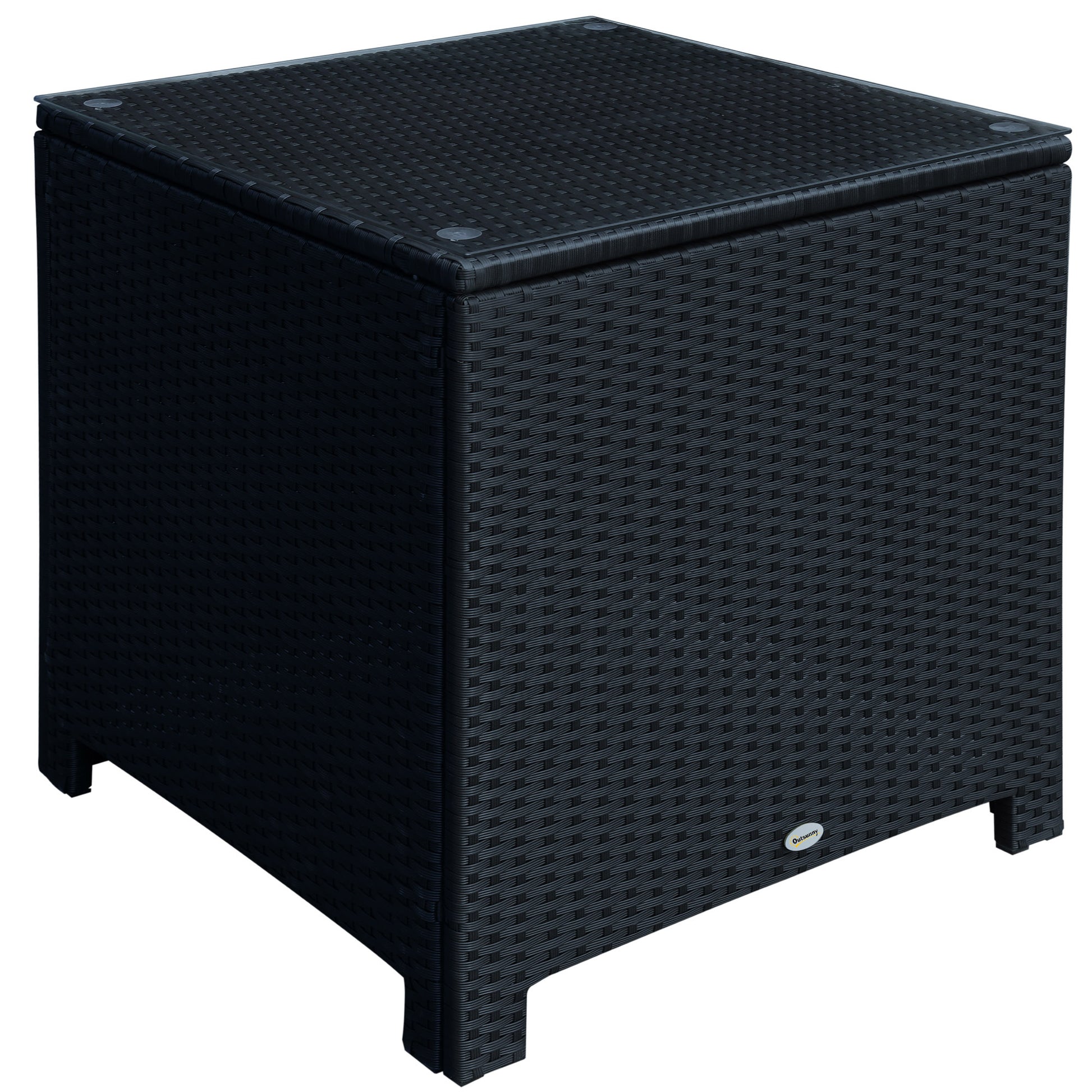 PE Wicker Side Table Rattan Garden Furniture with Four Foot Pads