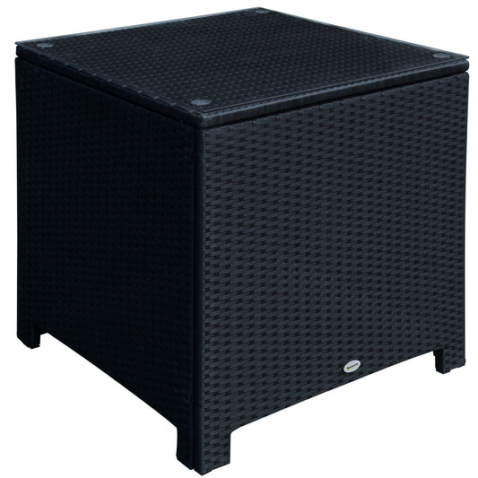 PE Wicker Side Table Rattan Garden Furniture with Four Foot Pads