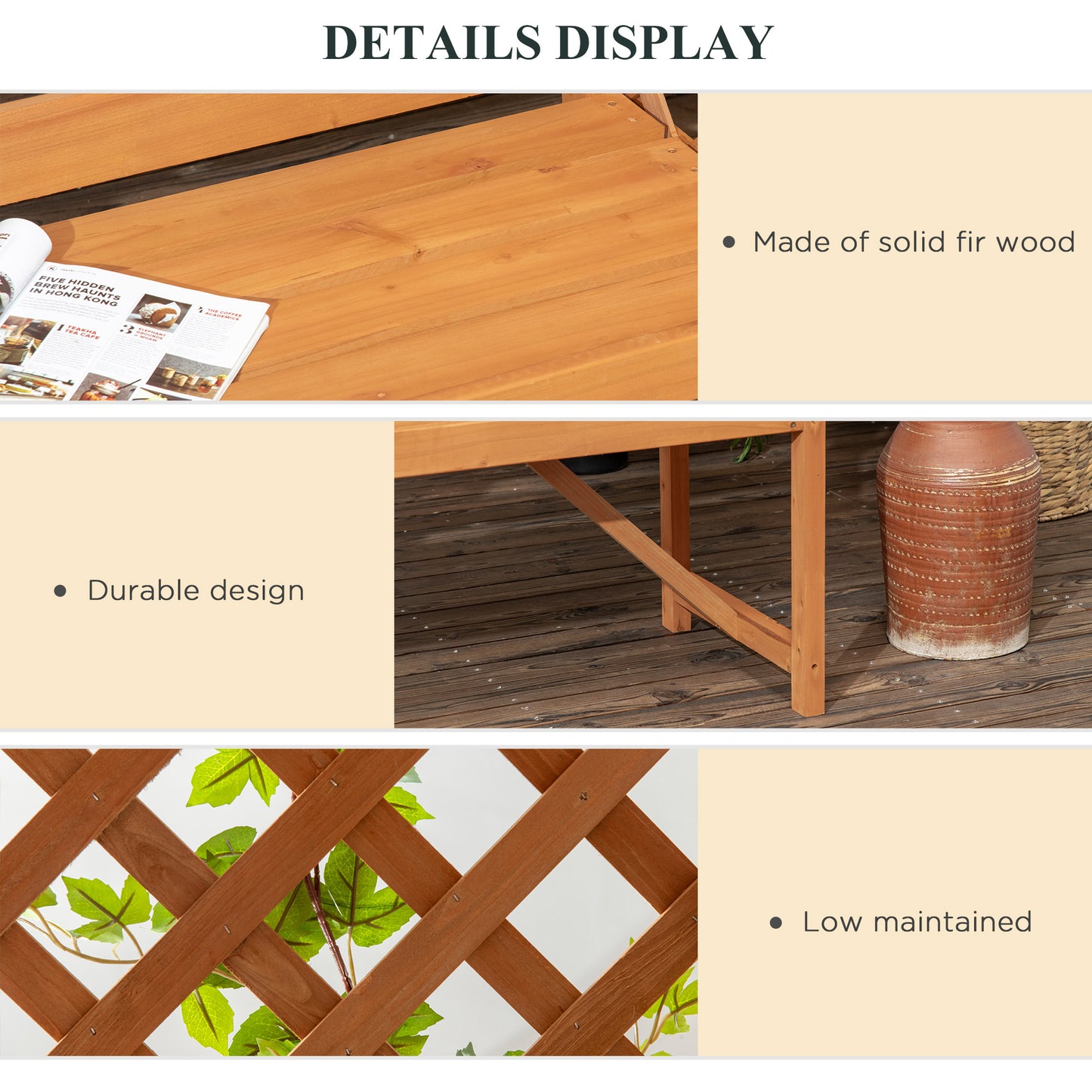 Garden Bench, Wooden Garden Arbour with Seat for Vines/Climbing Plants