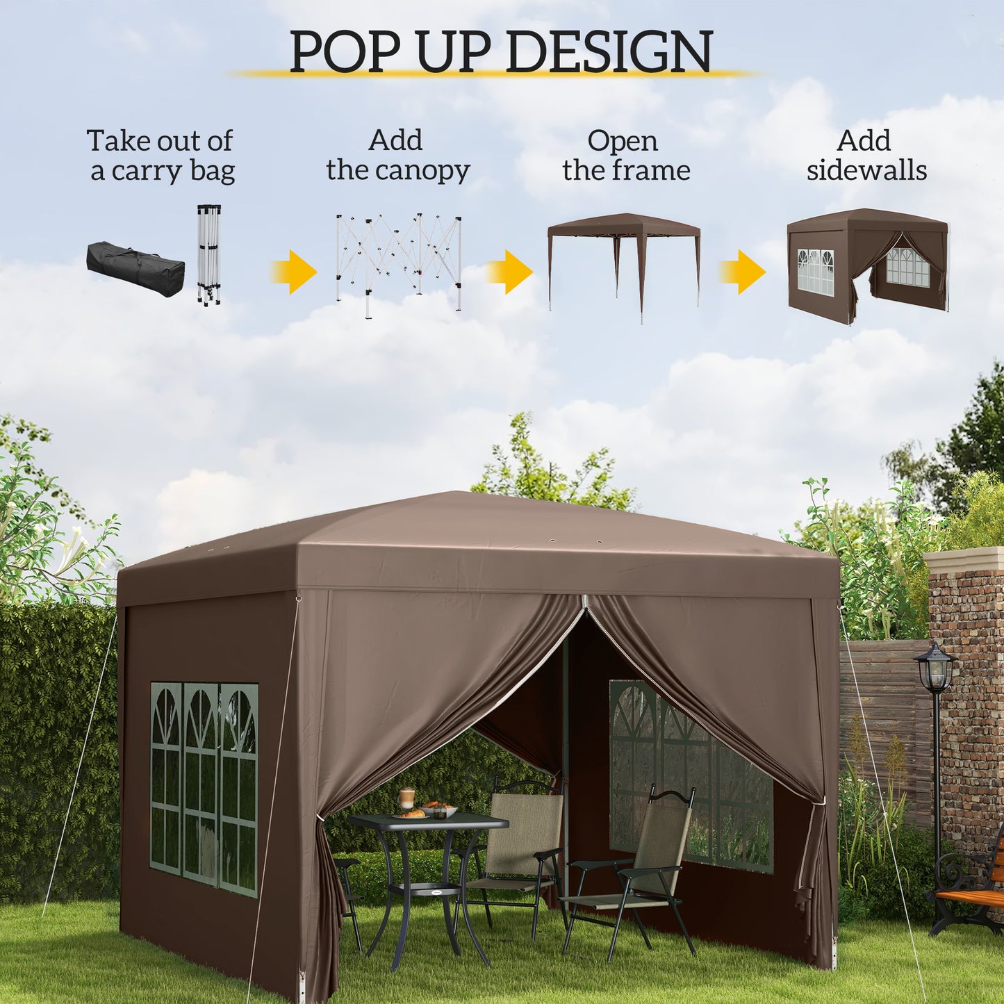 3 x 3 m Pop Up Gazebo, Wedding Party Canopy Tent Marquee