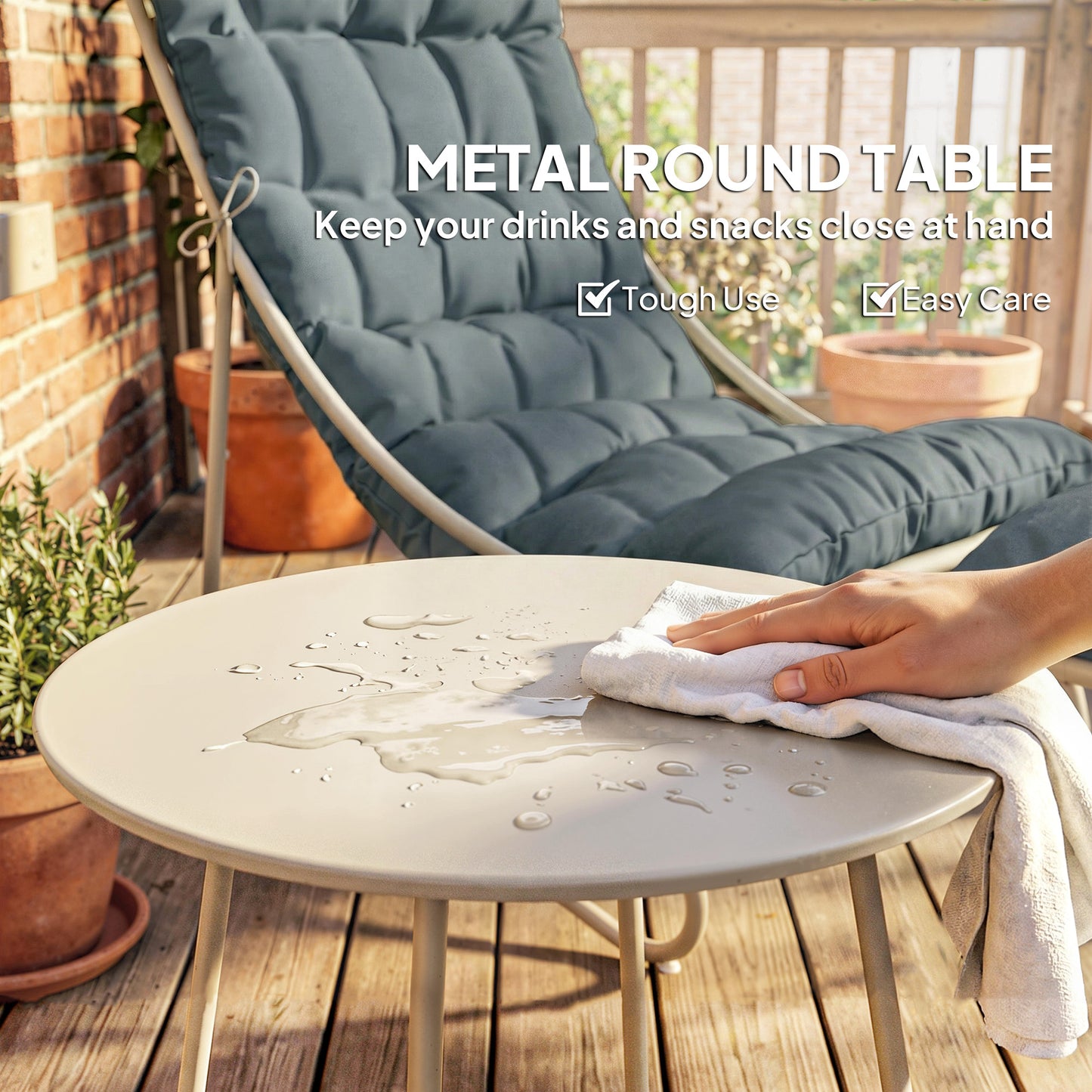 Bistro Set for Garden, 3 Piece Outdoor Table and Chair