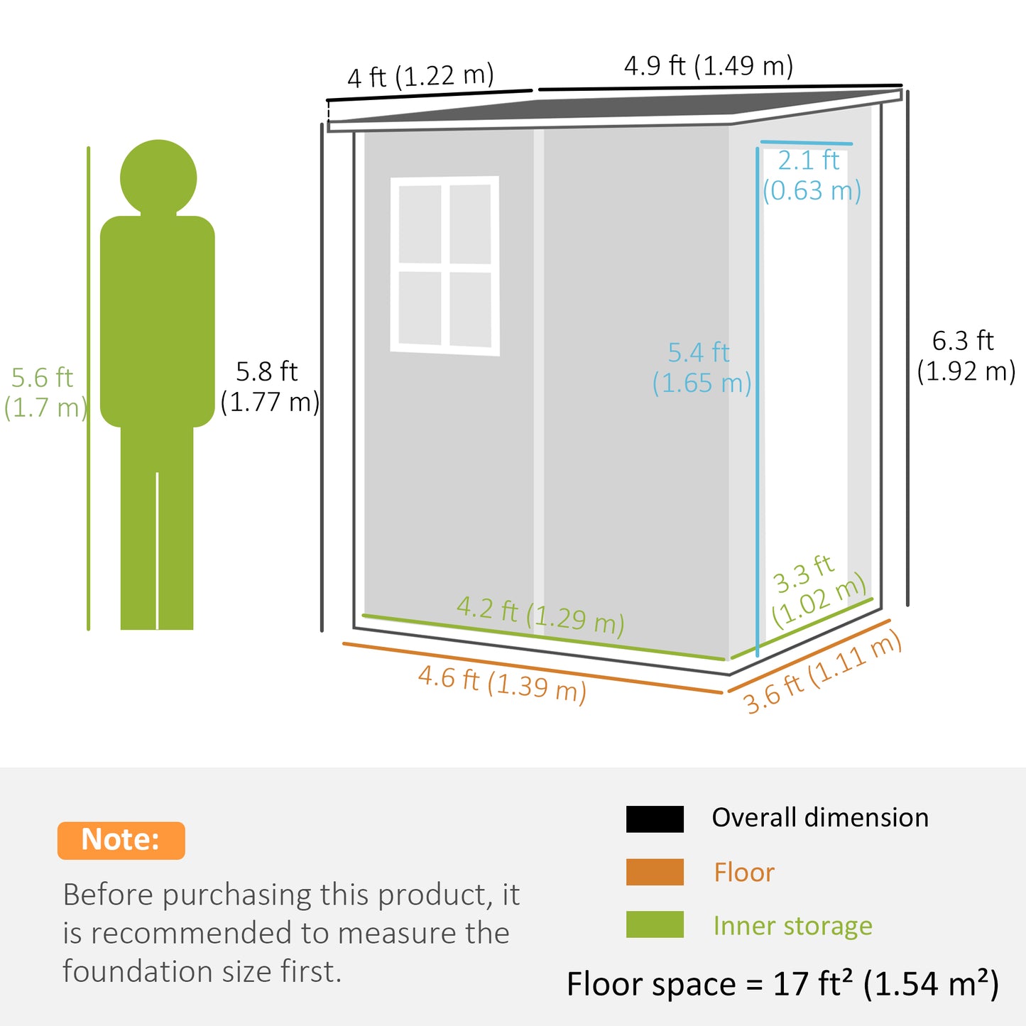 4'x5' Garden Storage Shed, Lean to Shed