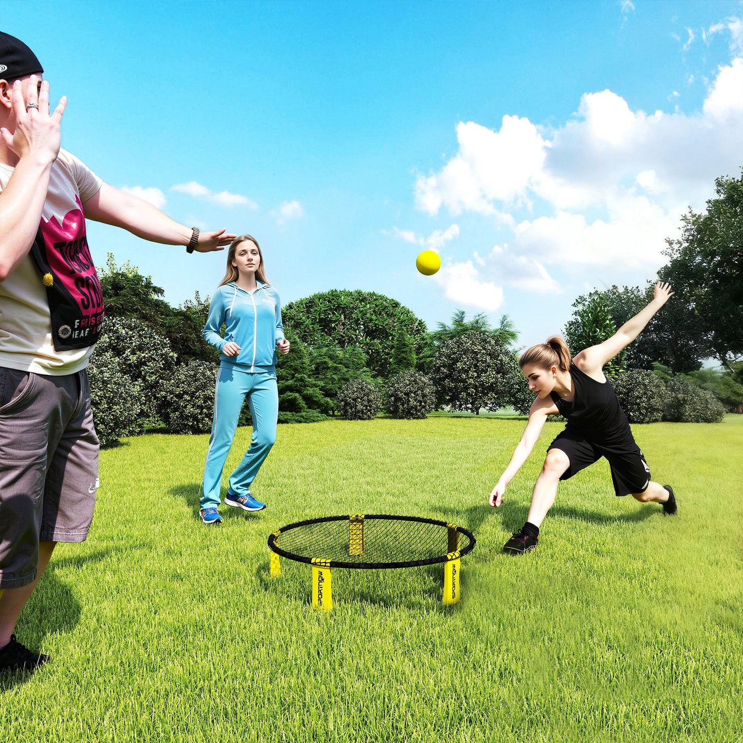 Spike Game Set, Mini Beach Games Set with Net, 3 Balls and Ball Pump