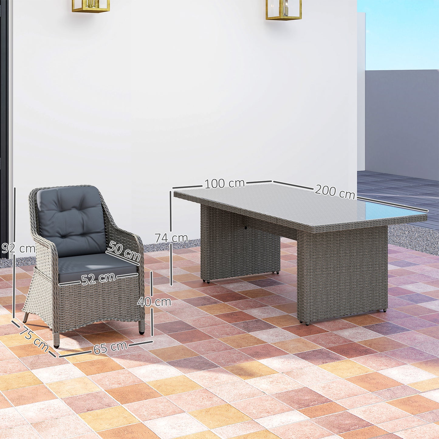 Seven-Piece Rattan Dining Set (1)