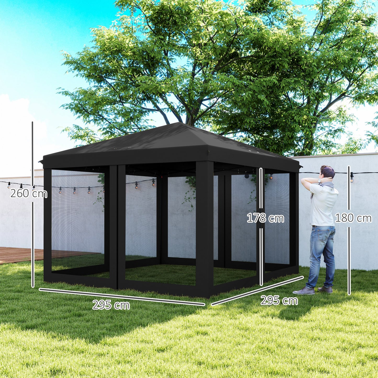 3 x 3 m Pop Up Gazebo, 420D Garden Tent Canopy