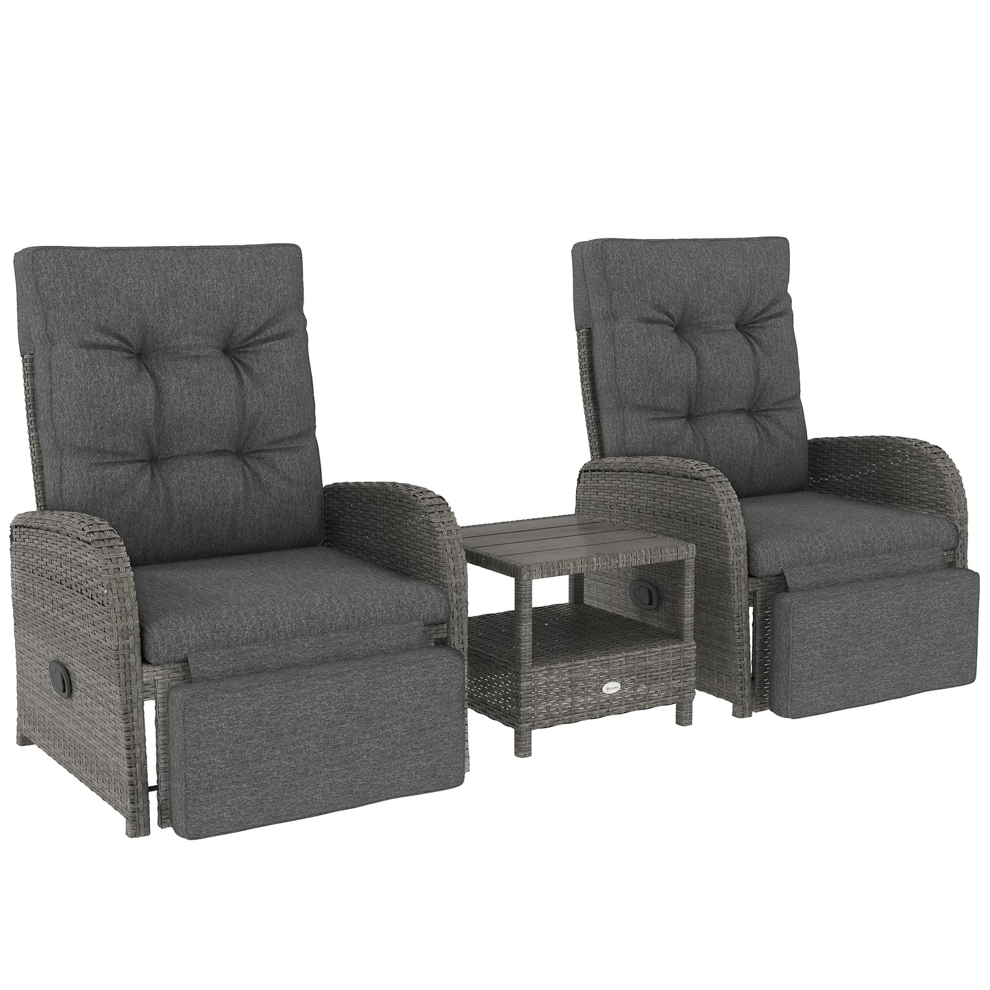 2 Seater Patio Rattan Wicker No Installation Chaise Lounge Sofa Set