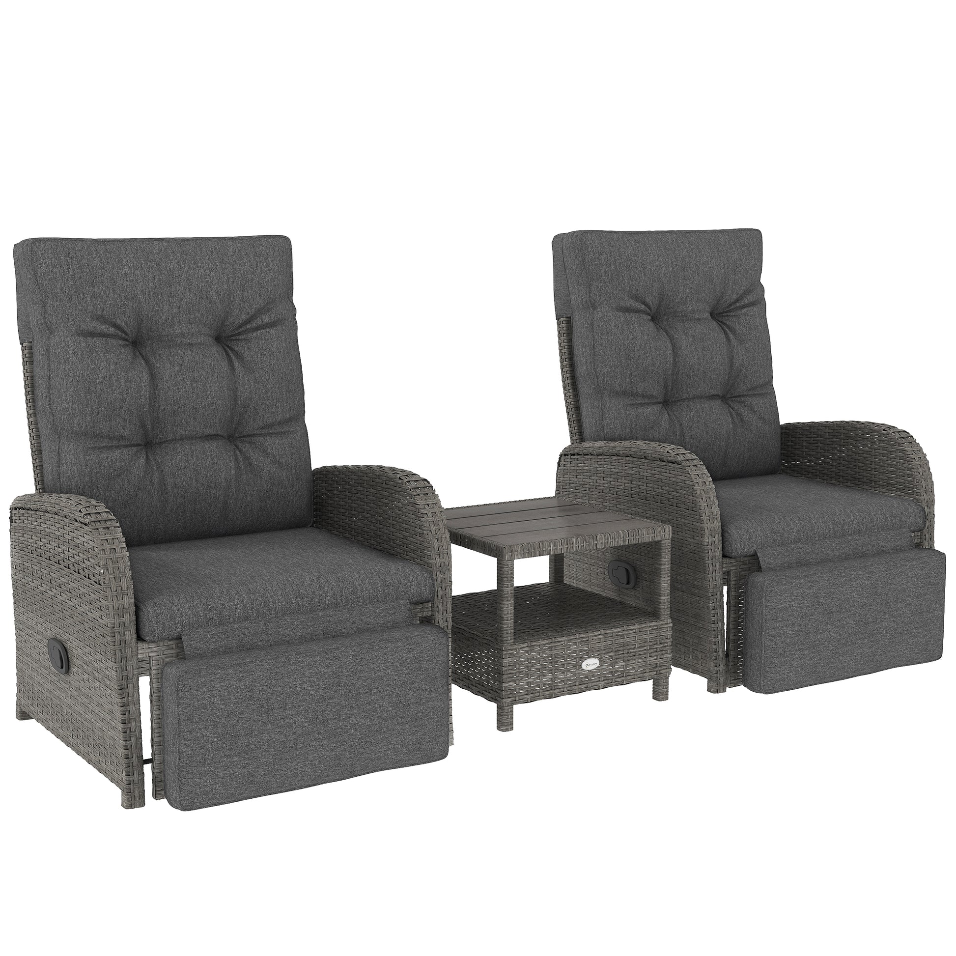 2 Seater Patio Rattan Wicker No Installation Chaise Lounge Sofa Set