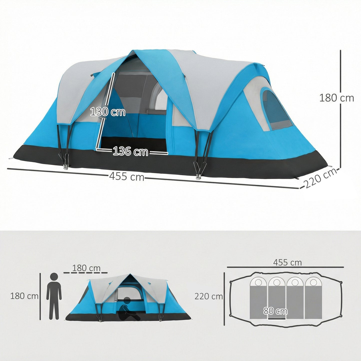 5-6 Man Camping Tent, Tunnel Tent