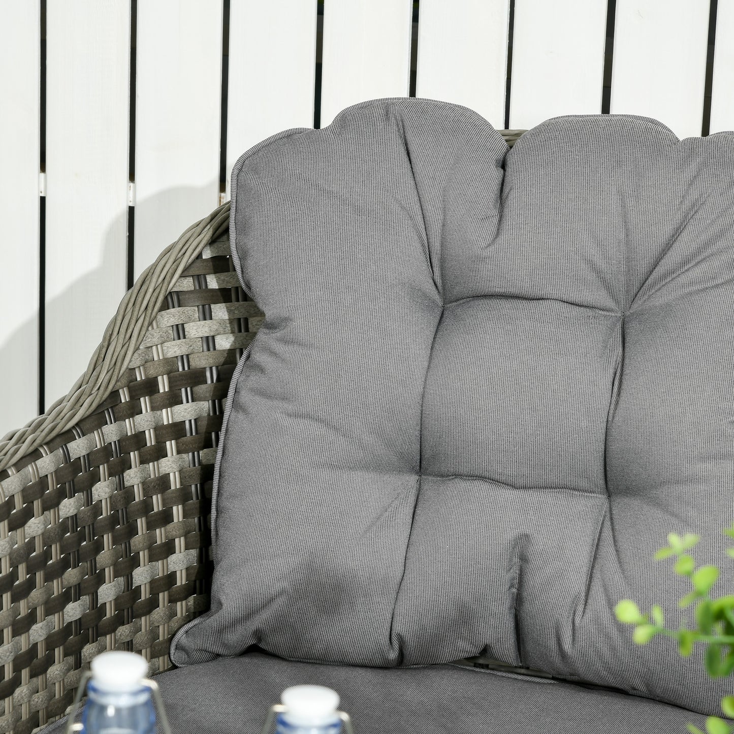 Four-Piece Rattan Set, with Glass-Top Table