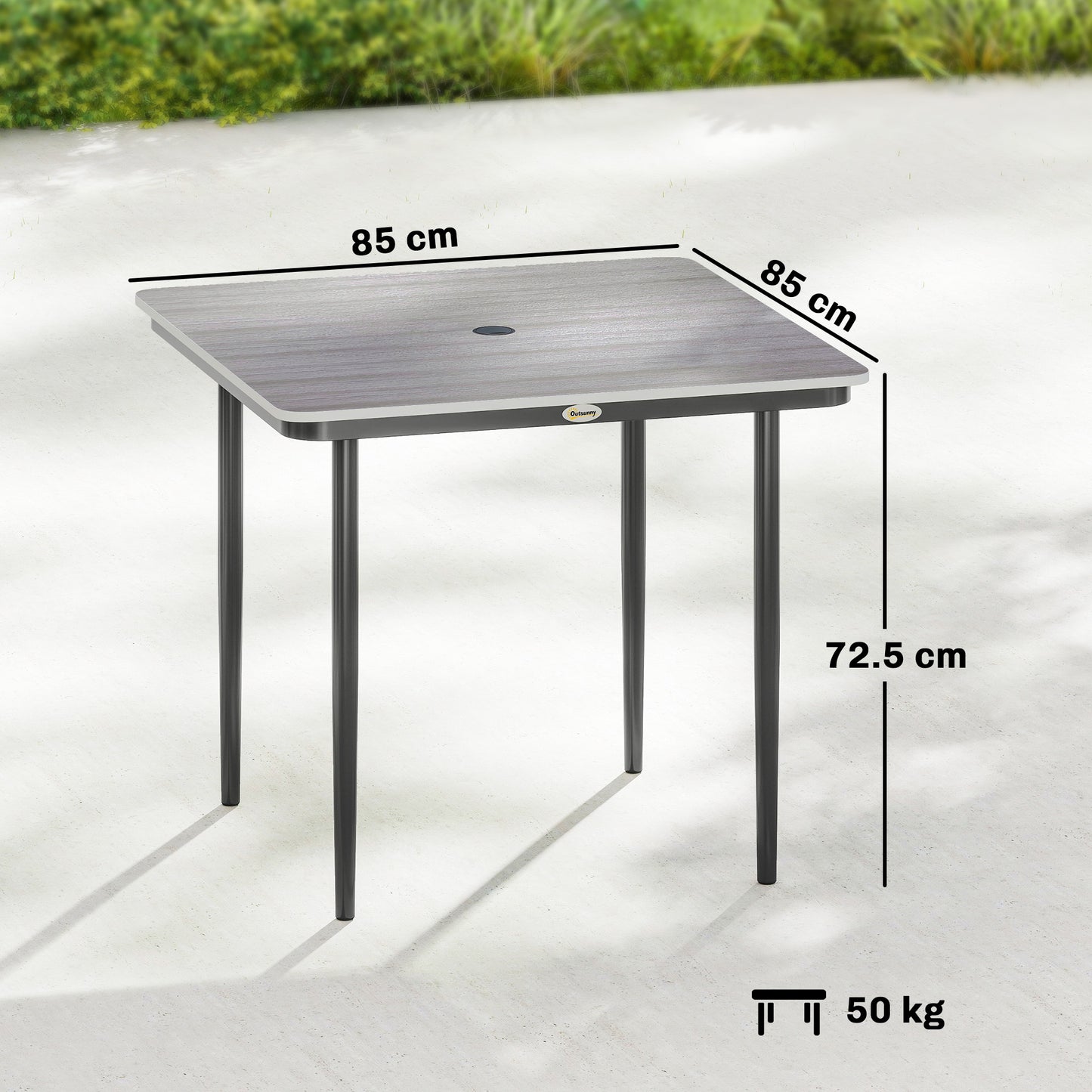 Garden Dining Table for 4, 85 cm Square Outdoor Table