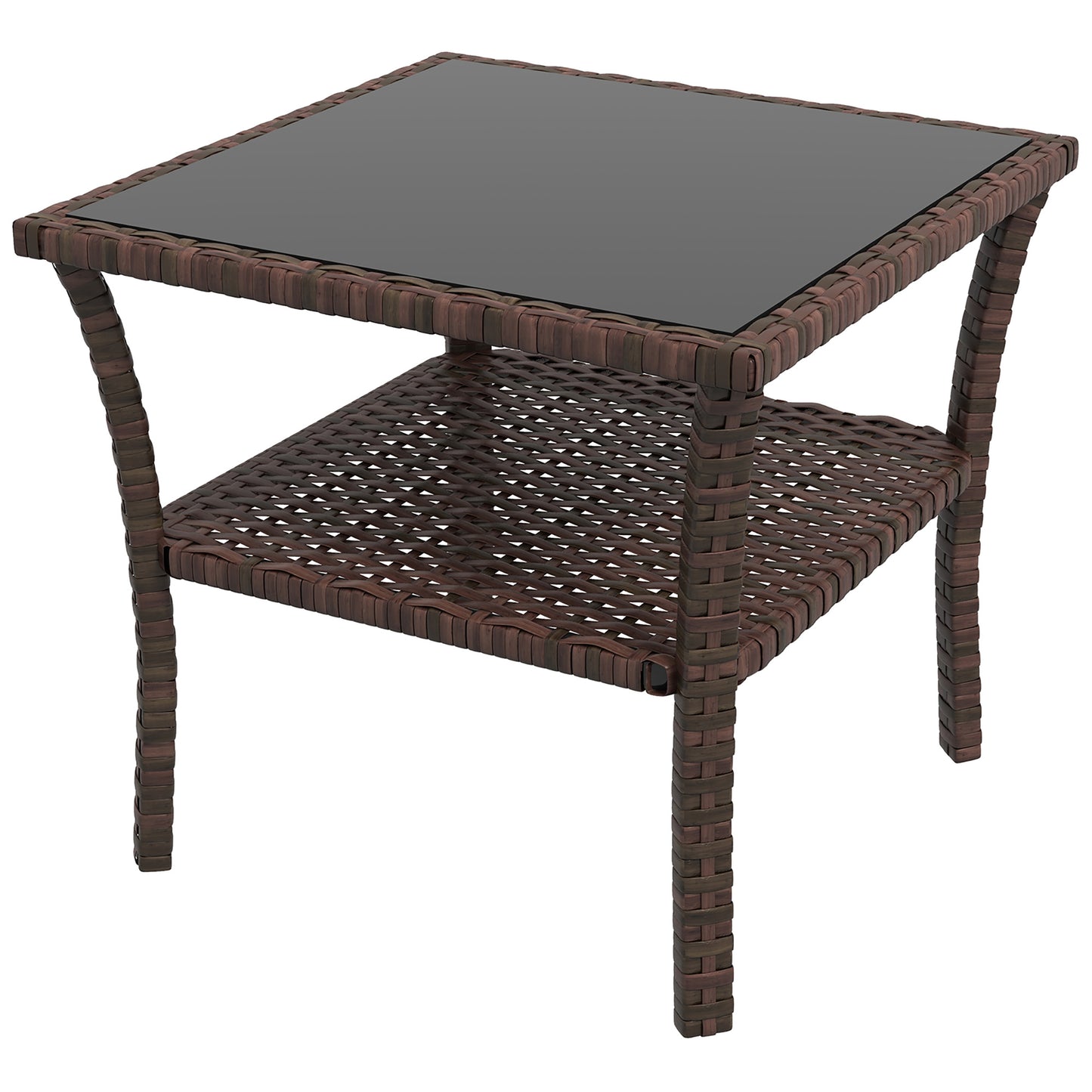 Two-tier PE Rattan Square Coffee Table