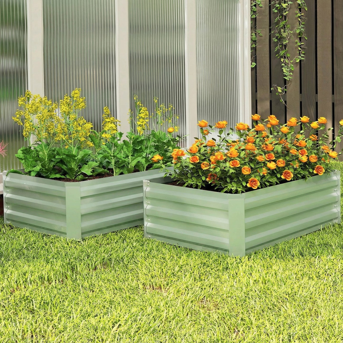 Set of Two 100 x 60cm Steel Planter Boxes (2)