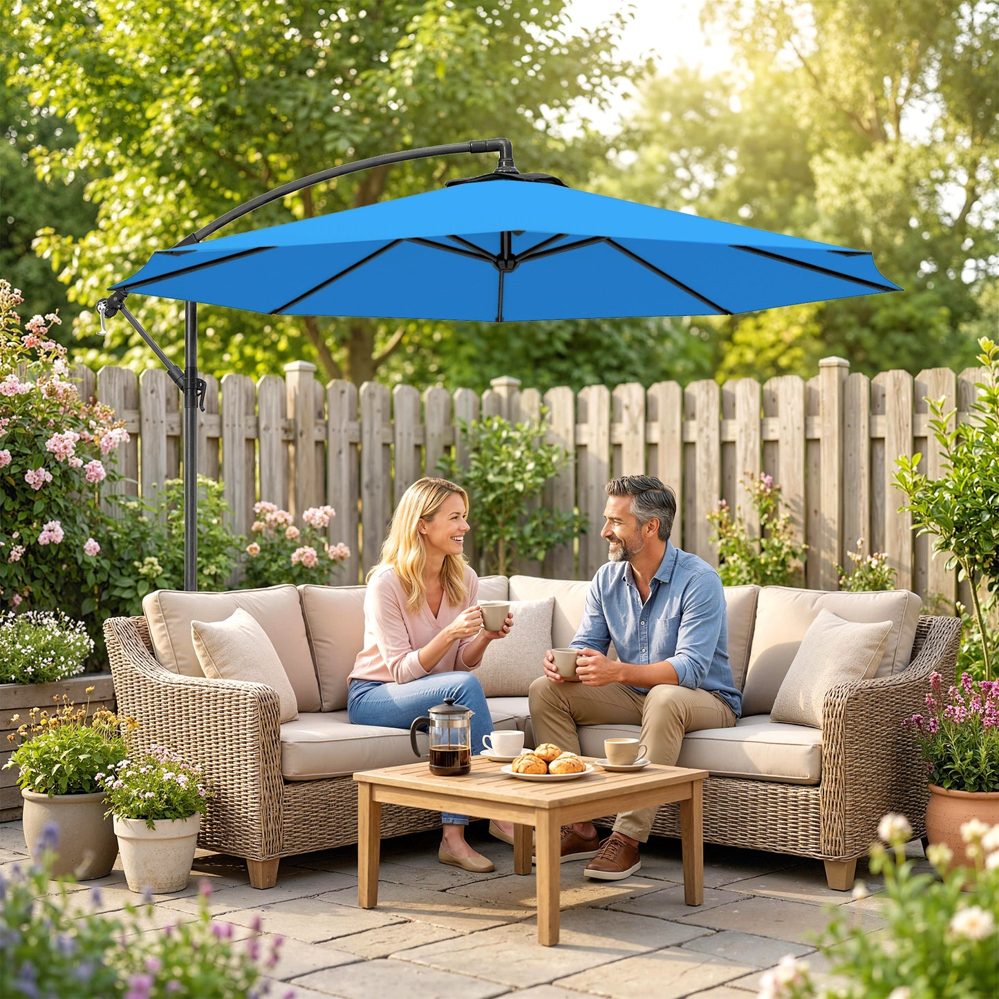 3m Overhanging Cantilever Parasol, with Cross Base (4)