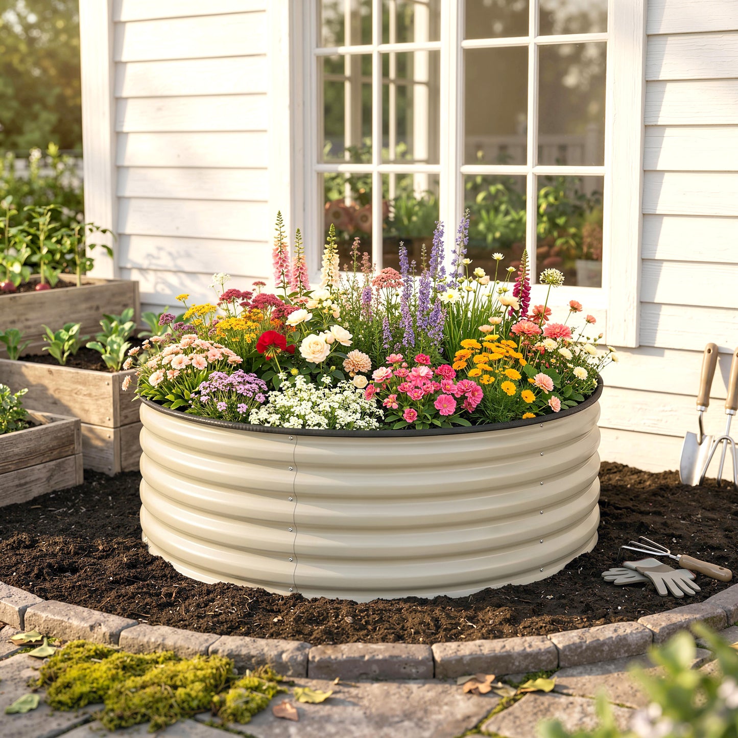 Galvanised Raised Garden Bed with Safety Edging