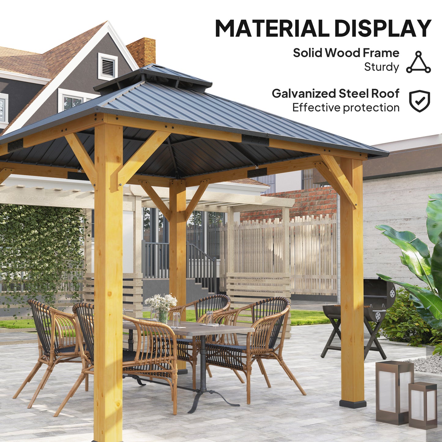 3x(3)M Outdoor Hardtop Gazebo Canopy with 2-Tier Roof