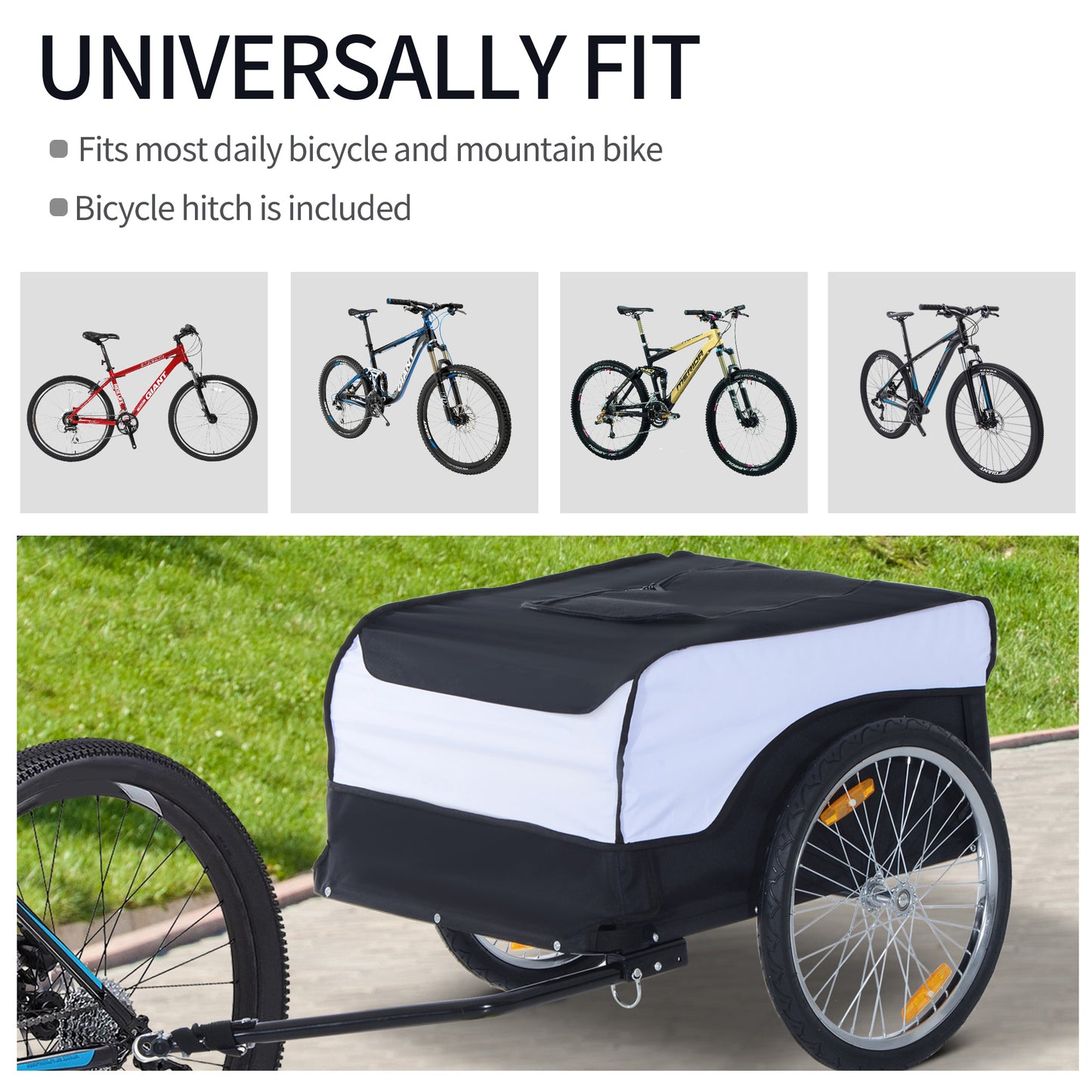 Bike Trailer Cargo in Steel Frame Extra Bicycle Storage Carrier