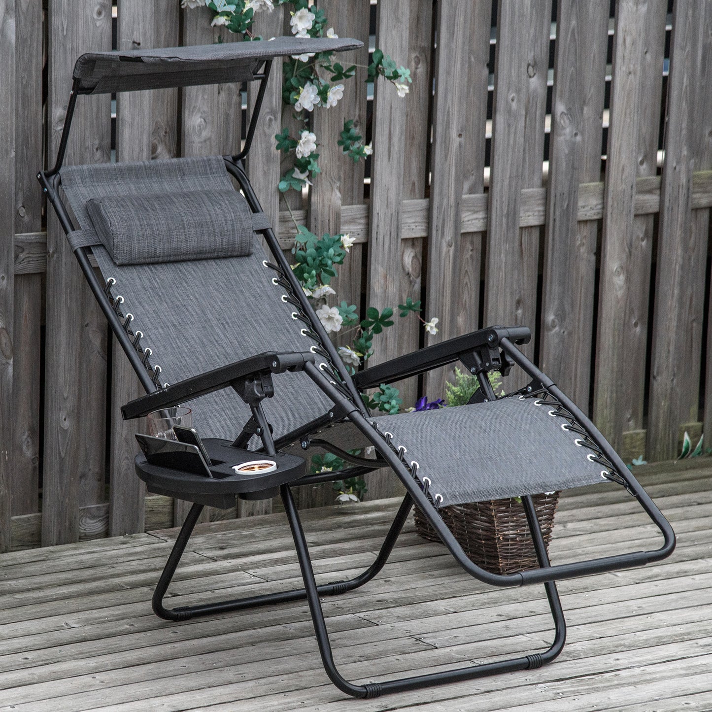 Foldable Reclining Garden Chair with Headrest