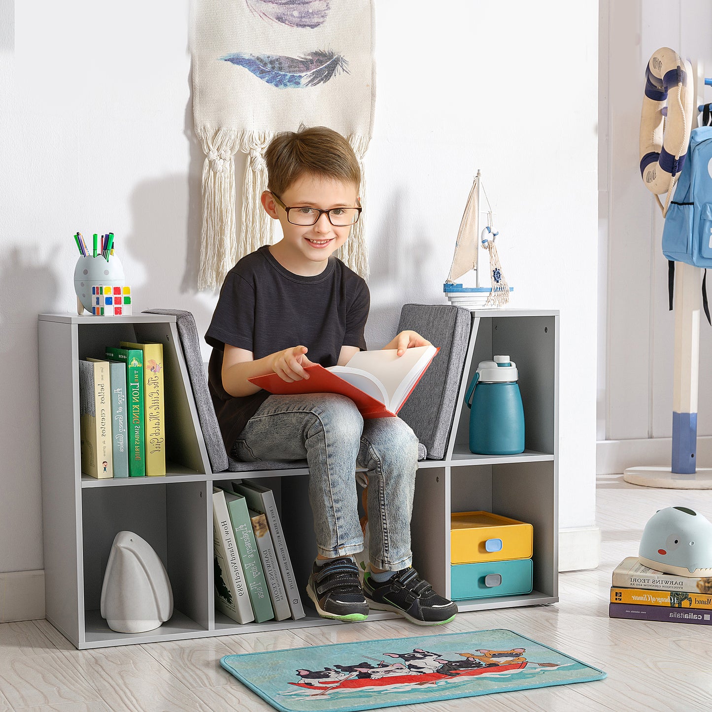 Kids Bookcase Shelf Storage Cabinet Unit