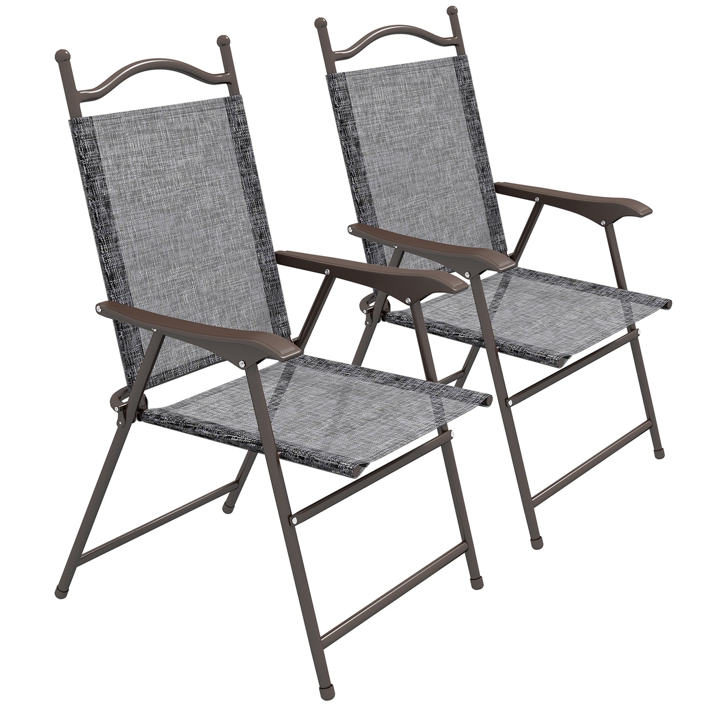 Set of Two Folding Garden Chairs, with Fabric Mesh Seats