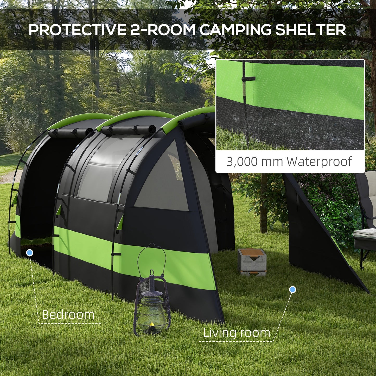 Four Man, Two Room Blackout Tent, with Accessories