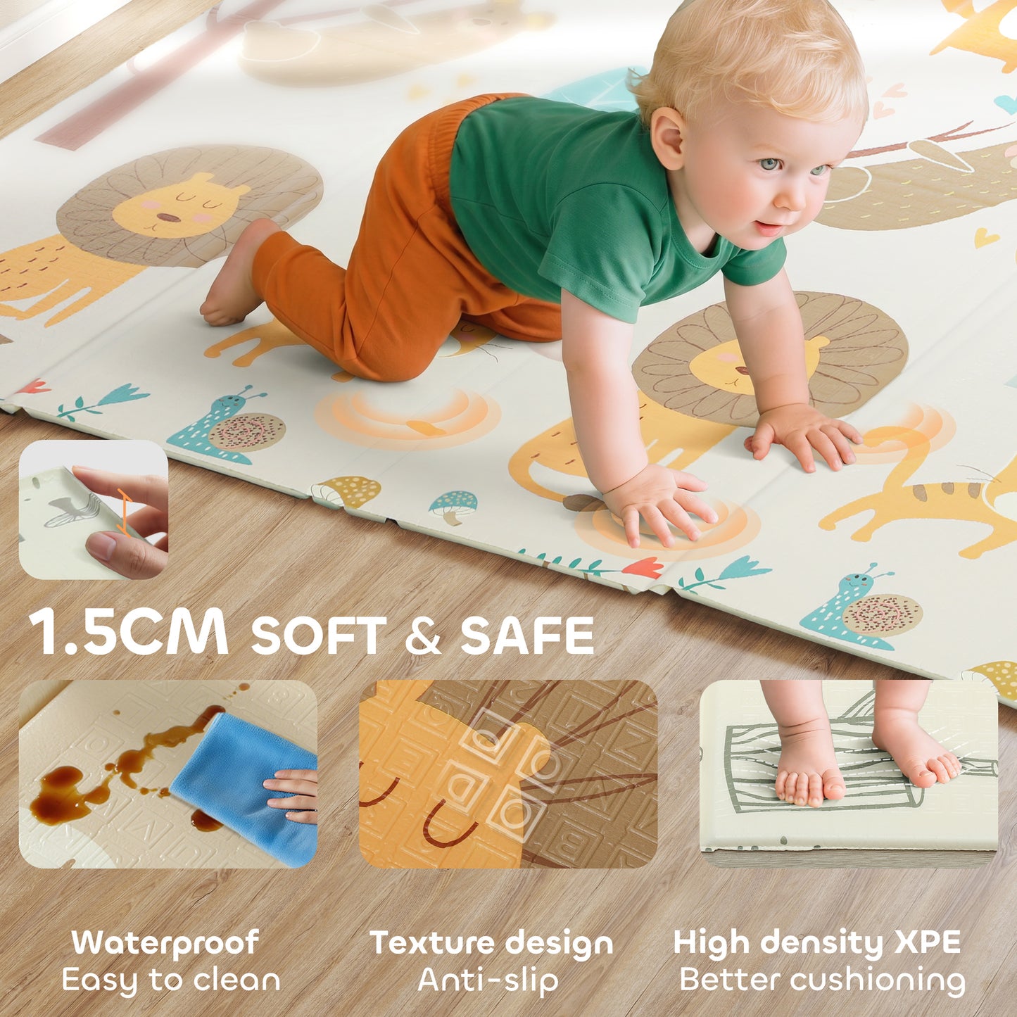 Baby Play Mat, Double Sideded Foldable Kids Crawling Mat