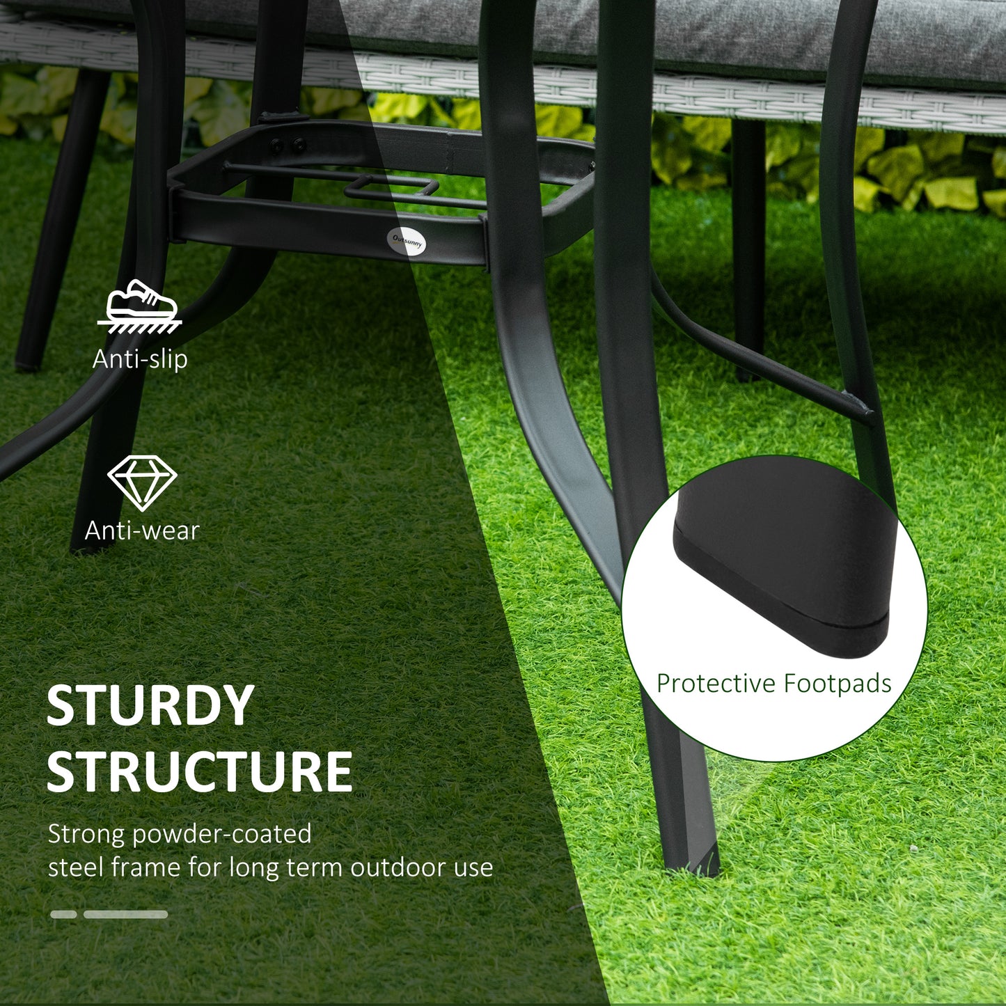 106cm Round Garden Dining Table with Parasol Hole