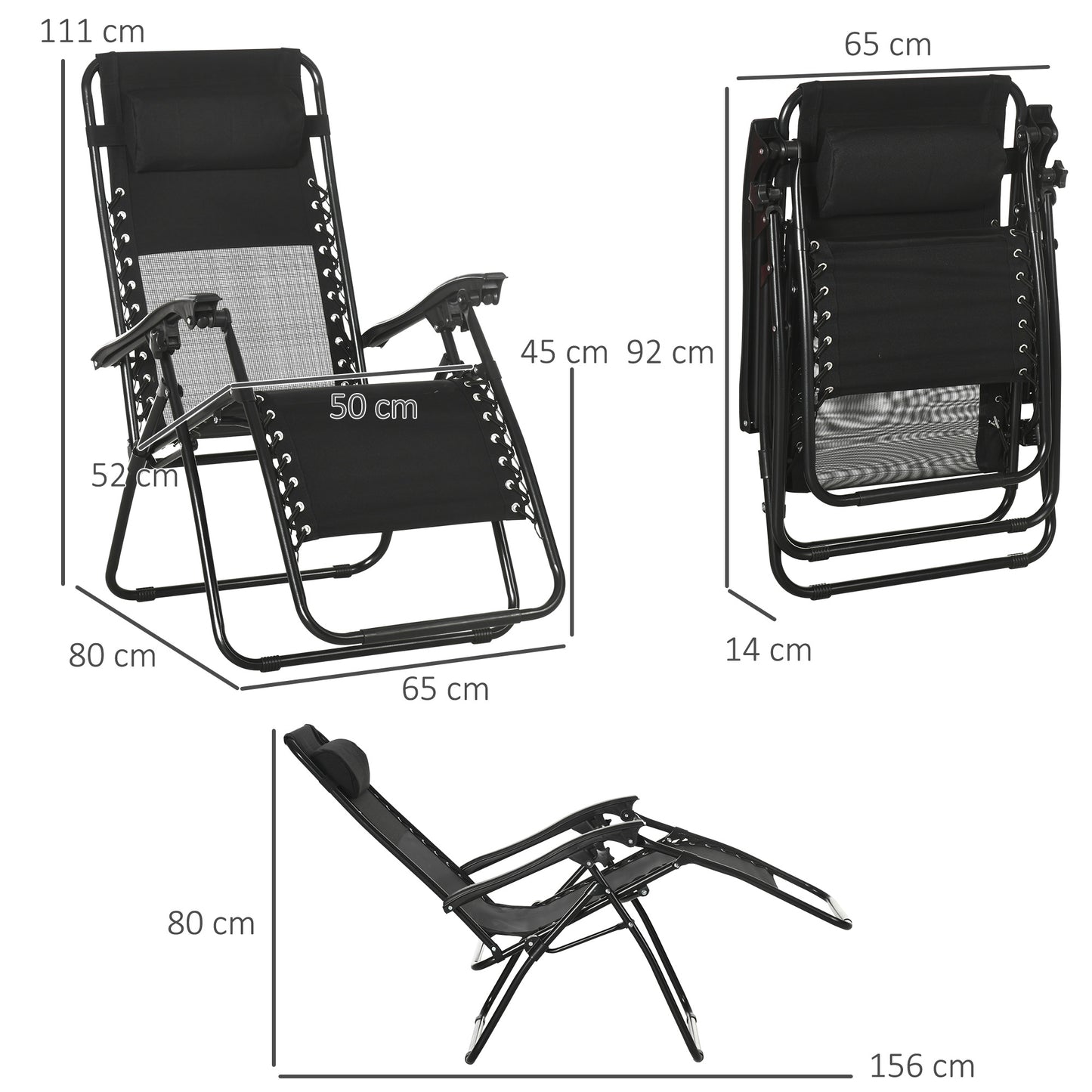 Garden Recliner Chairs Set of 2