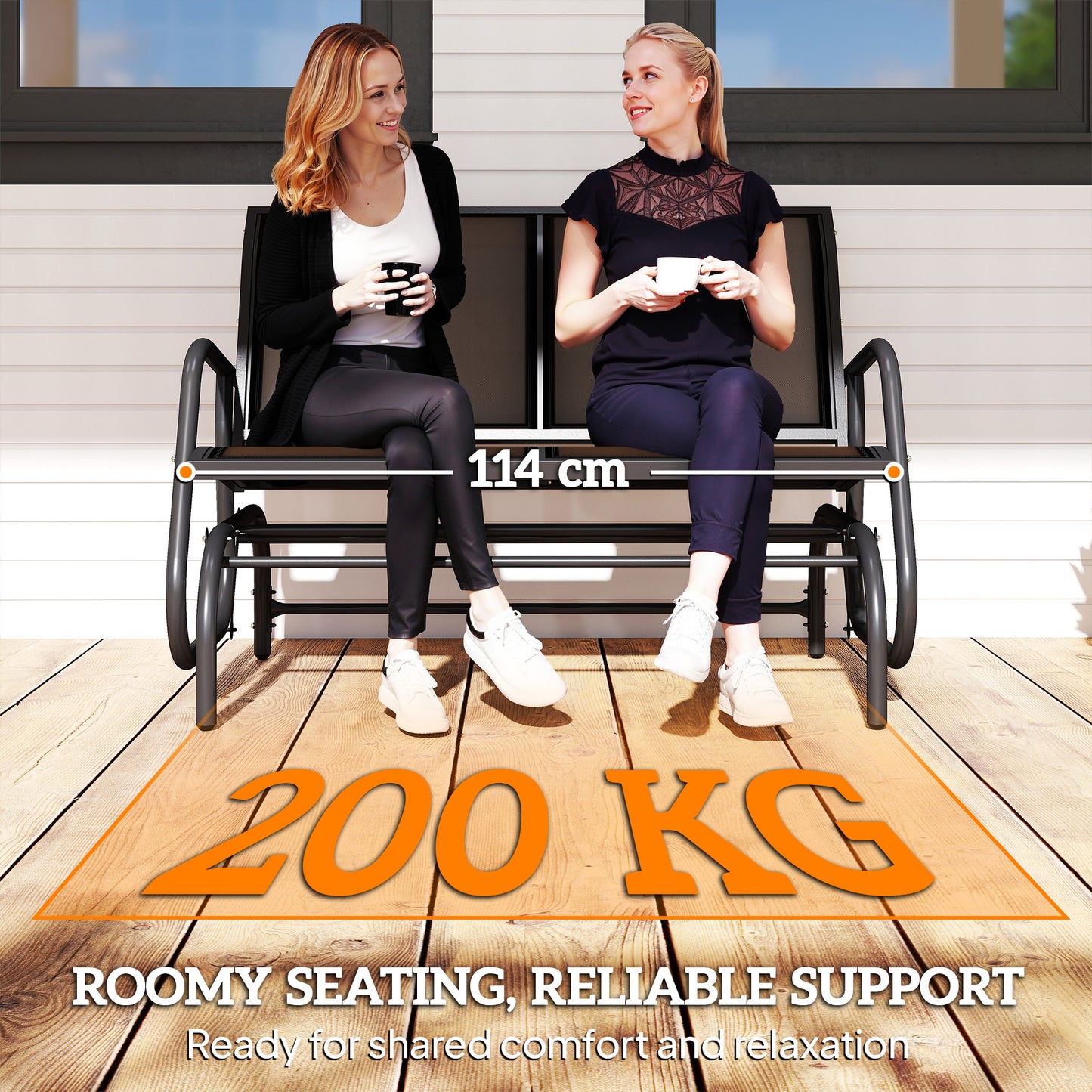 2-Person Outdoor Glider Bench Patio Double Swing Gliding Chair