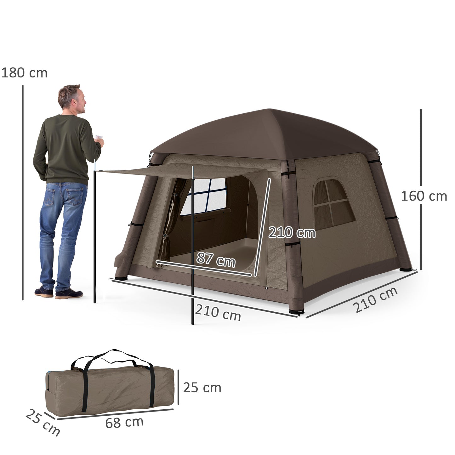 Blow Up Tent w/ Hand Pump, Inflatable Camping Tent