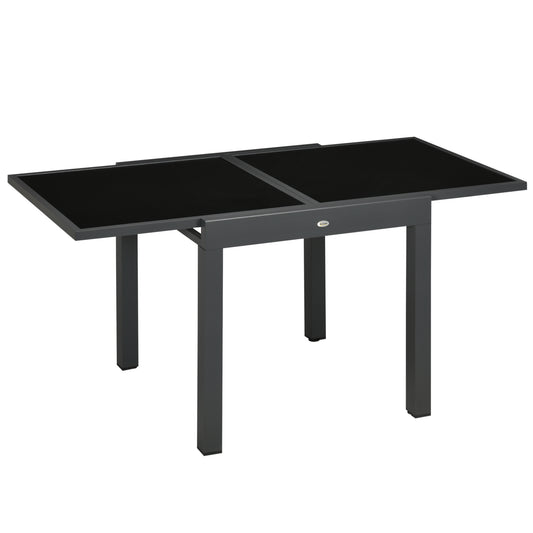 Extending Garden Table, Outdoor Dining Table with Aluminium Frame