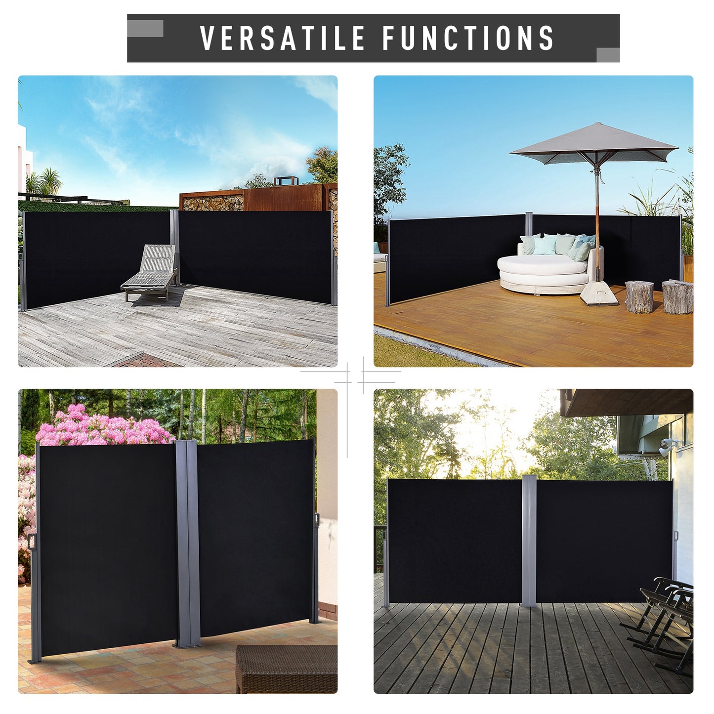600 x 180 cm (HxL) Retractable Awning Double Canopy Side Privacy