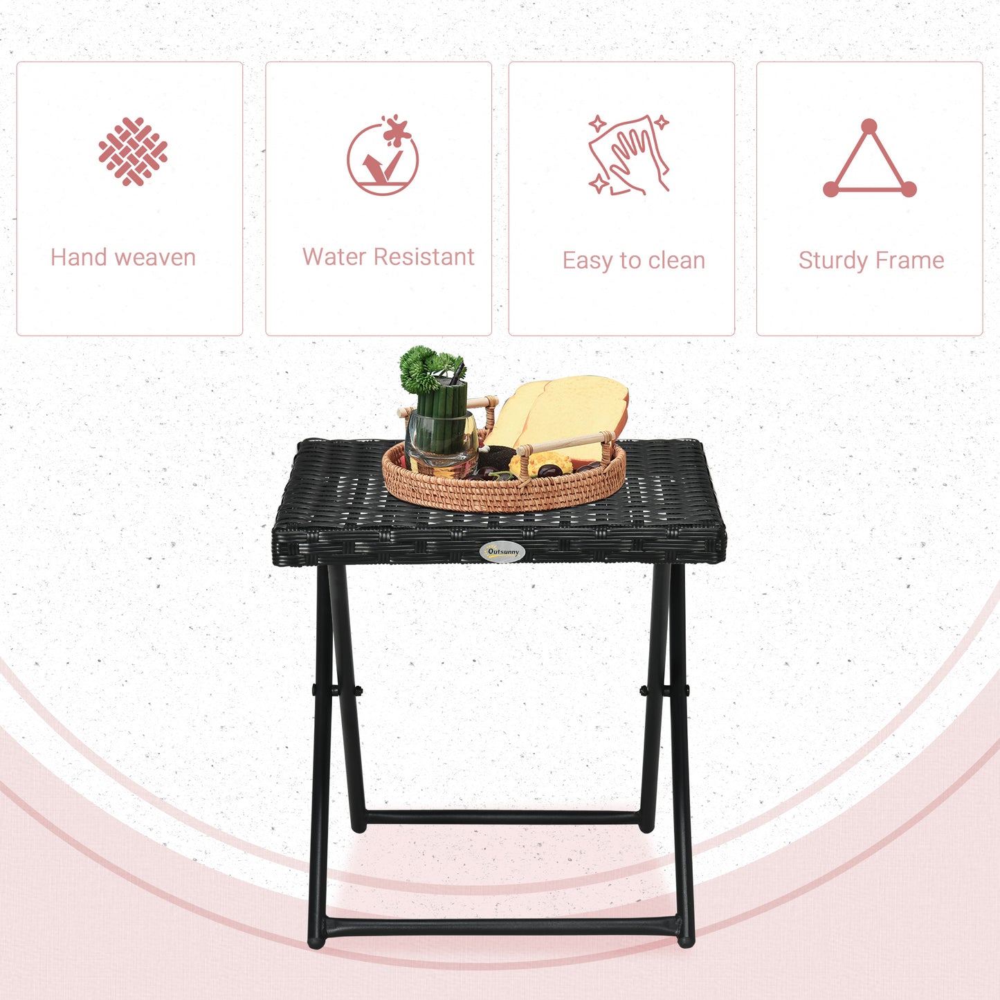 Square PE Wicker Rattan Folding Table (1)