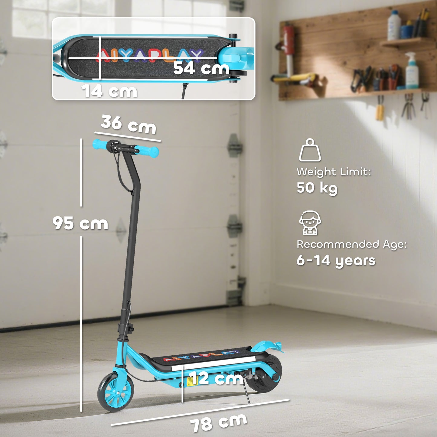 Electric Scooter for Kids Aged 6-14 Years, with Colourful Lights