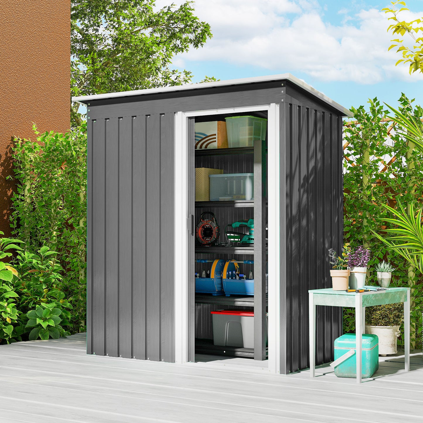5 x 3ft Garden Storage Shed with Sliding Door