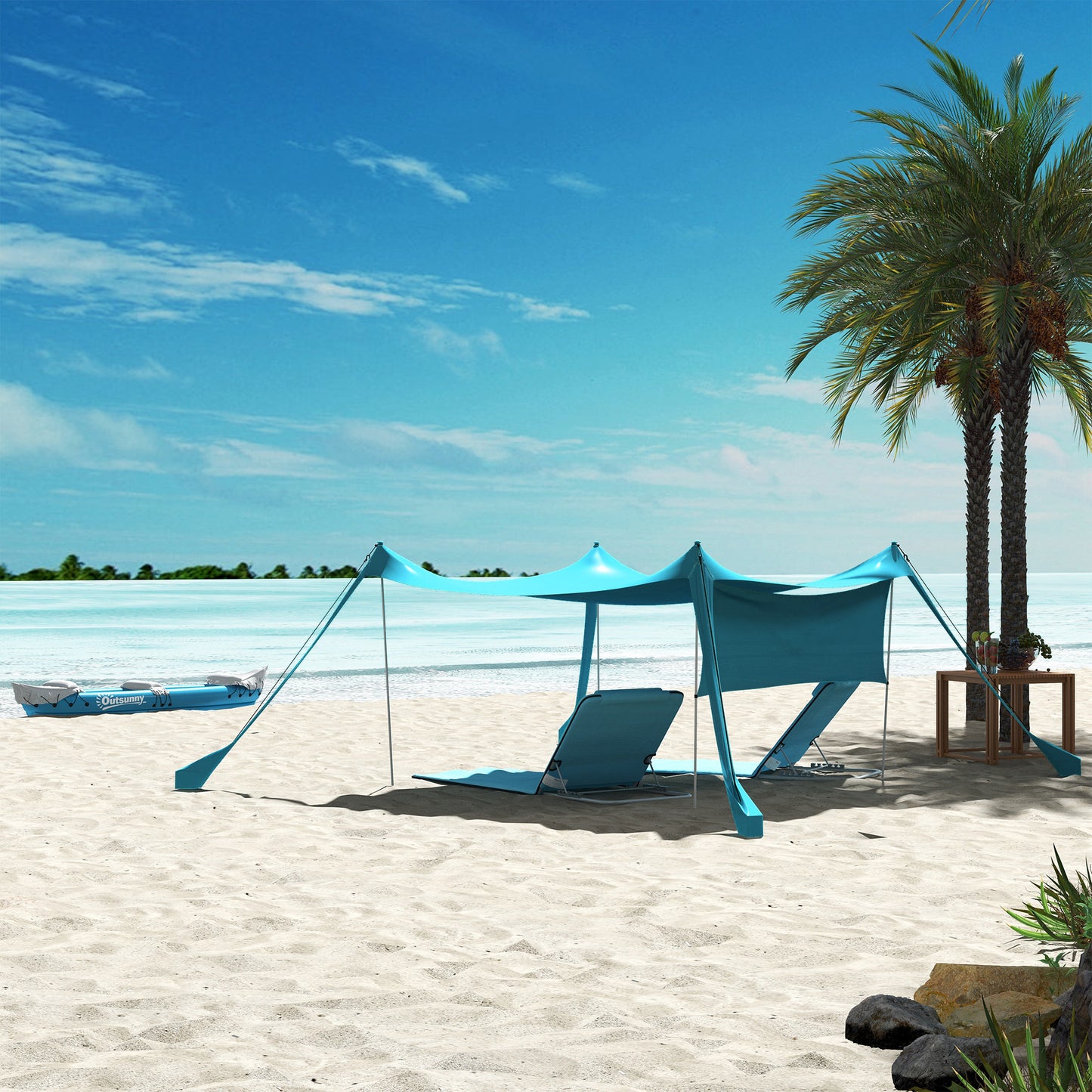 Set of Two Metal Frame Beach Chairs, with Reclining Backs