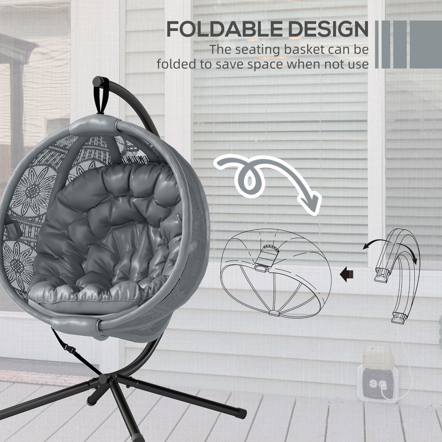 Round Egg Basket Chair, with Steel Stand