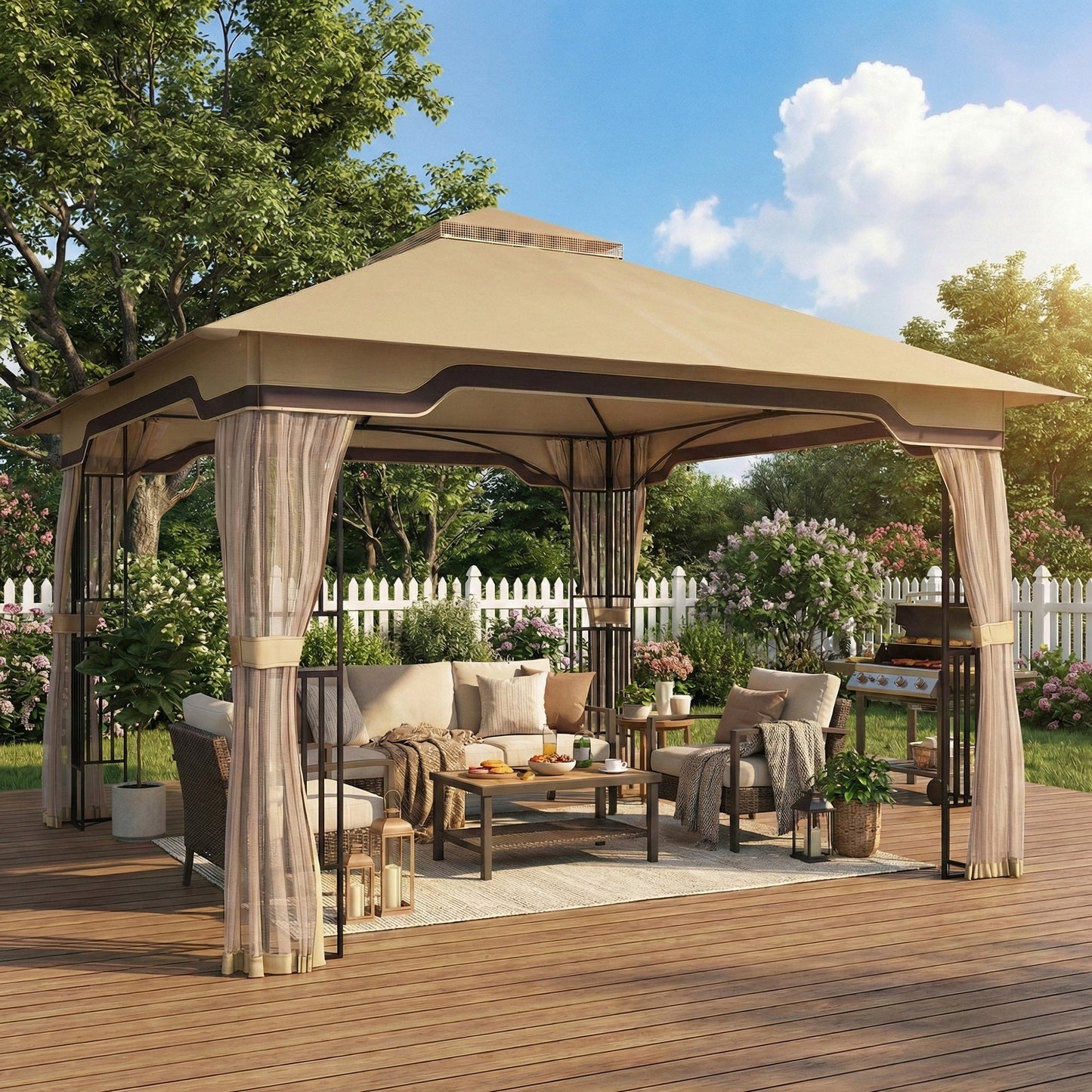 3.3 x 3.3 m Outdoor Garden Gazebo with Post Shelves