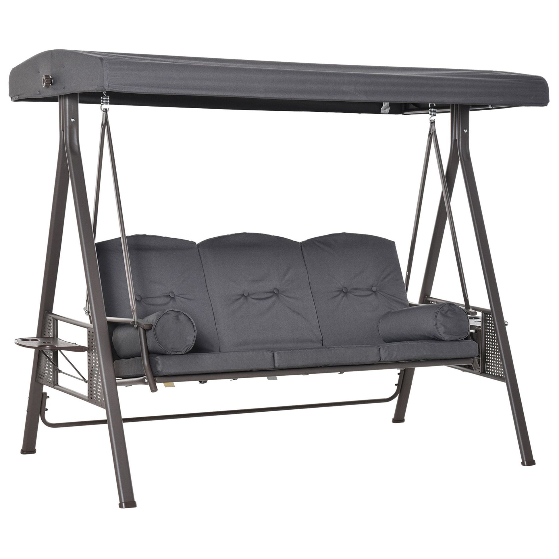 3 Seater Garden Swing Chair Outdoor Hammock Bench w/ Adjustable
