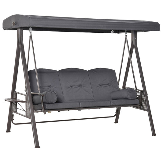 3 Seater Garden Swing Chair Outdoor Hammock Bench w/ Adjustable
