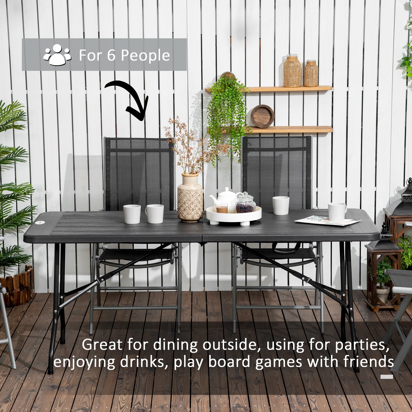 Folding Garden Dining Table for 6