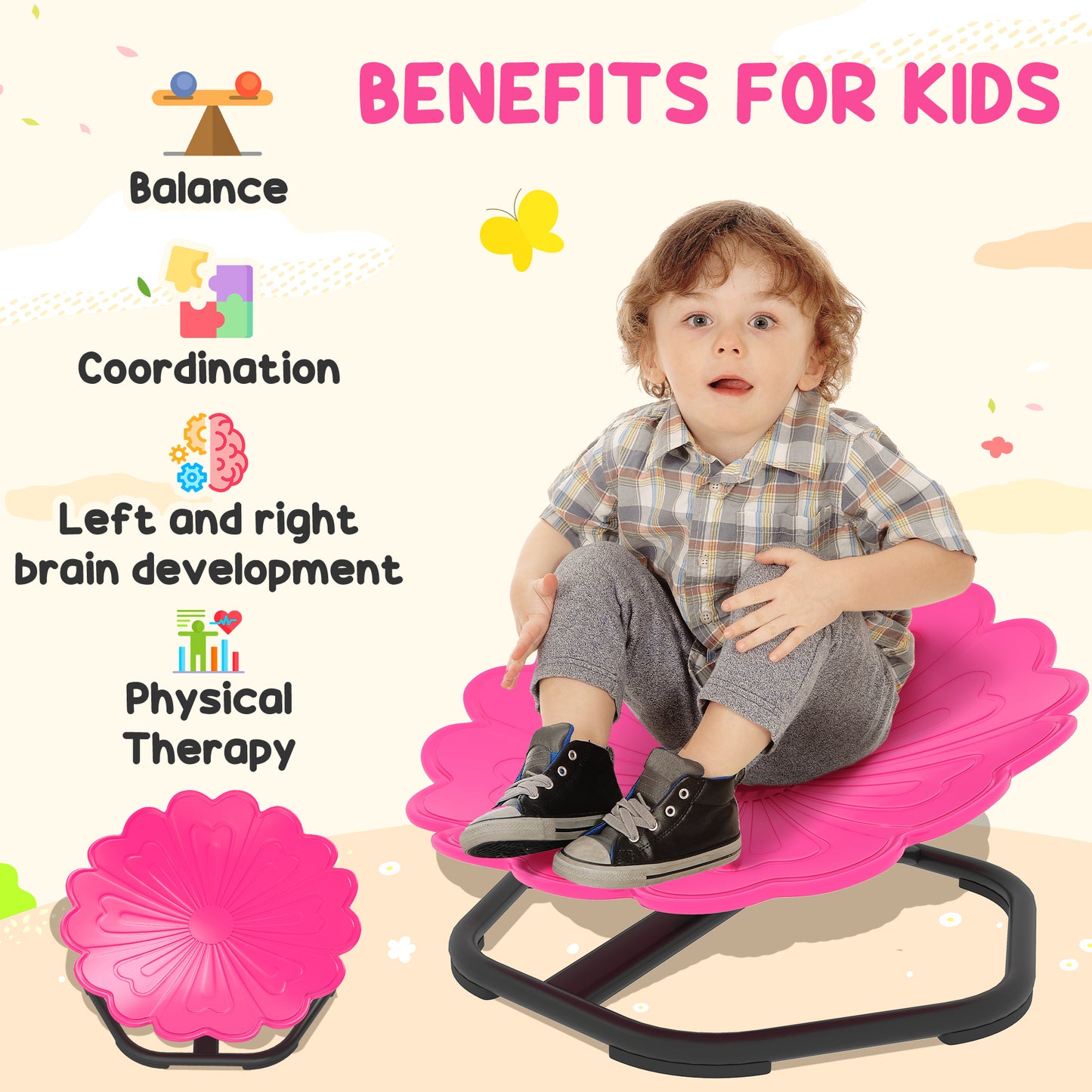 Flower-Shaped Sensory Spinning Chair with Non-Slip Base