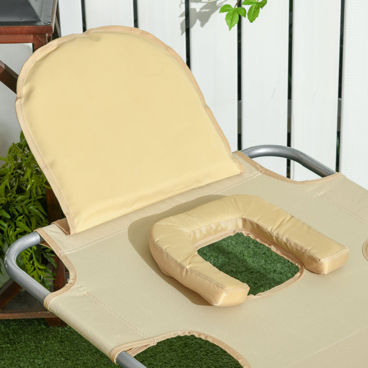 Foldable Sun Lounger, Beach Chaise Lounge with Reading Hole